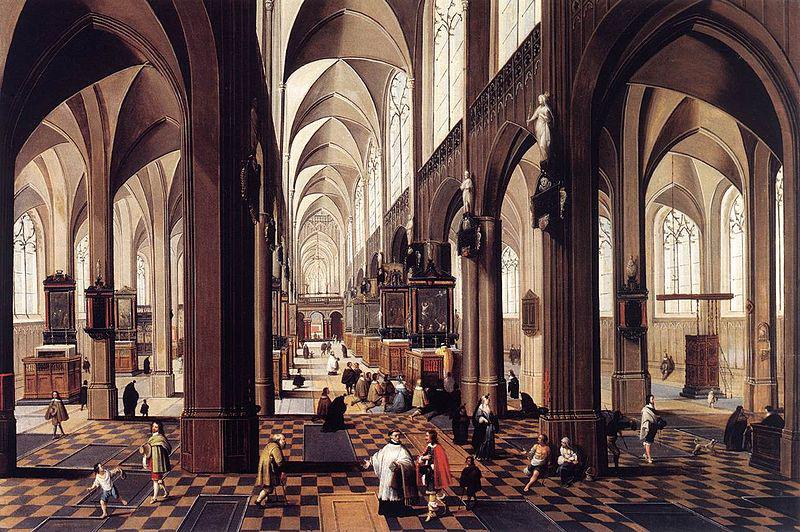 Pieter Neefs Interior of Antwerp Cathedral oil painting picture